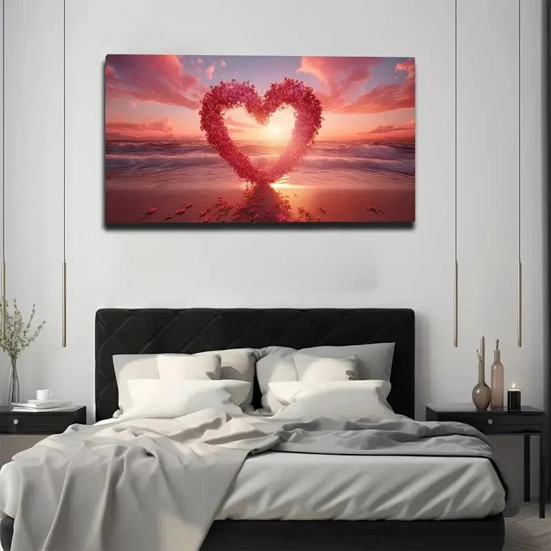 Shaped Pink Wreath Wall Art Canvas Office Home Room Framed 80x45cm