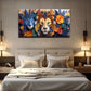 Lions & Floral Bohemian Wall Art Canvas Office Home Room Framed 80x45cm