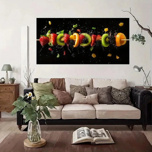 Fruit Stick Dark Food Wall Art Canvas Office Home Room Framed 80x45cm
