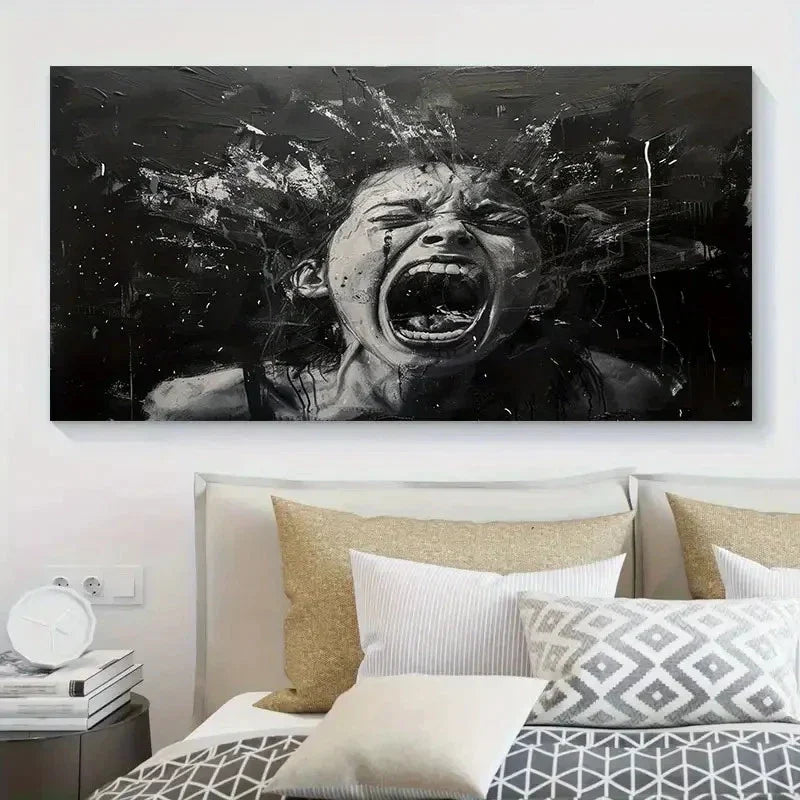Dramatic Screaming Woman Wall Art Canvas Office Home Room Framed 120x60cm