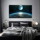 Dual Planets Close Together Wall Art Canvas Office Home Room Framed 80x45cm