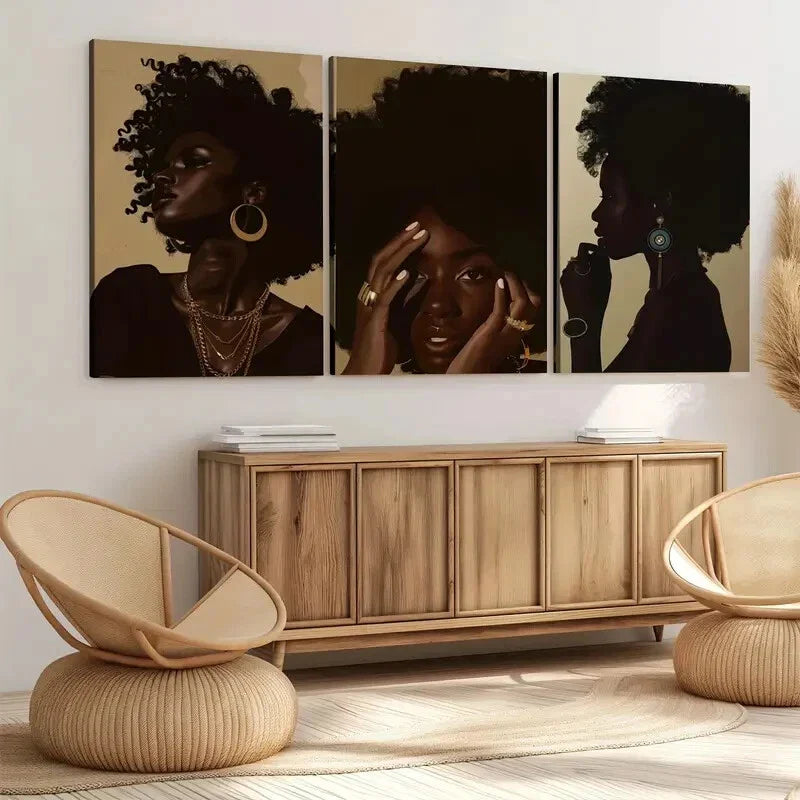 3pcs Modern Art Luxurious Stylish Glamour Figure Wall Art Set Canvas Framed 40x60cm - High Quality Print 100% Australian Made Wall Canvas Ready to Hang