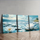 3pcs Water Lilies on Water Nature Beauty Perfect Wall Art Set Canvas Framed 40x60cm - High Quality Print 100% Australian Made Wall Canvas Ready to Hang