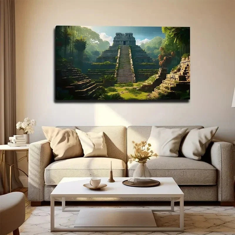 Ancient Civilization Site Wall Art Canvas Office Home Room Framed 120x60cm