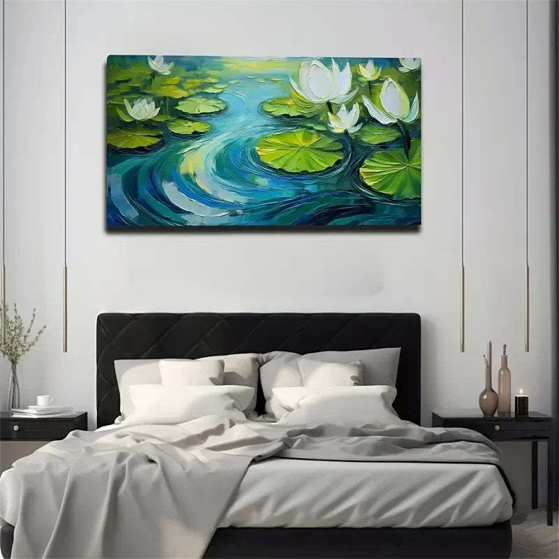 Lotus On For Lotus Pond Wall Art Canvas Office Home Room Framed 80x45cm