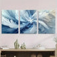 3pcs Abstract Blue and White Swirls Metal Print Ready to Hang Art