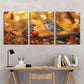 3pcs Adorable Autumn Vibrant Fall Leaves & Berries Metal Print Ready to Hang Art