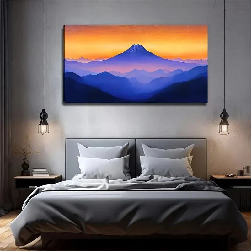 Vibrant Sunset Hues Horizontal Wall Art Canvas Office Home Room Framed 120x60cm