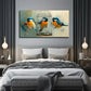 Fat Birds Yellow Suitable Wall Art Canvas Office Home Room Framed 120x60cm