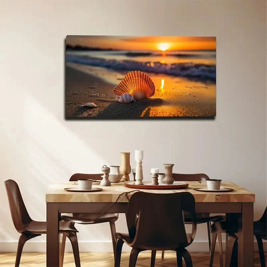 Modern Coastal Beach Wall Art Canvas Office Home Room Framed 80x45cm