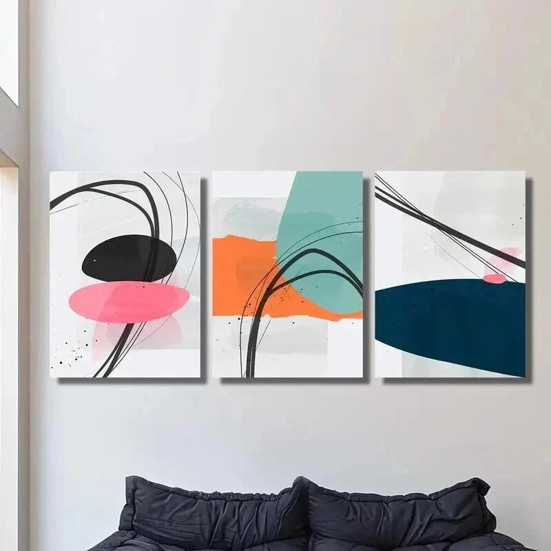 3pcs Abstract Classic Modern Geometric Wall Art Set Canvas Framed 40x60cm - High Quality Print 100% Australian Made Wall Canvas Ready to Hang