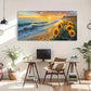 Sunflower & Beach Waves Wall Art Canvas Office Home Room Framed 80x45cm