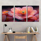 3pcs Pine Floral Vibrant Pink Orange Poppy Metal Print Ready to Hang Art