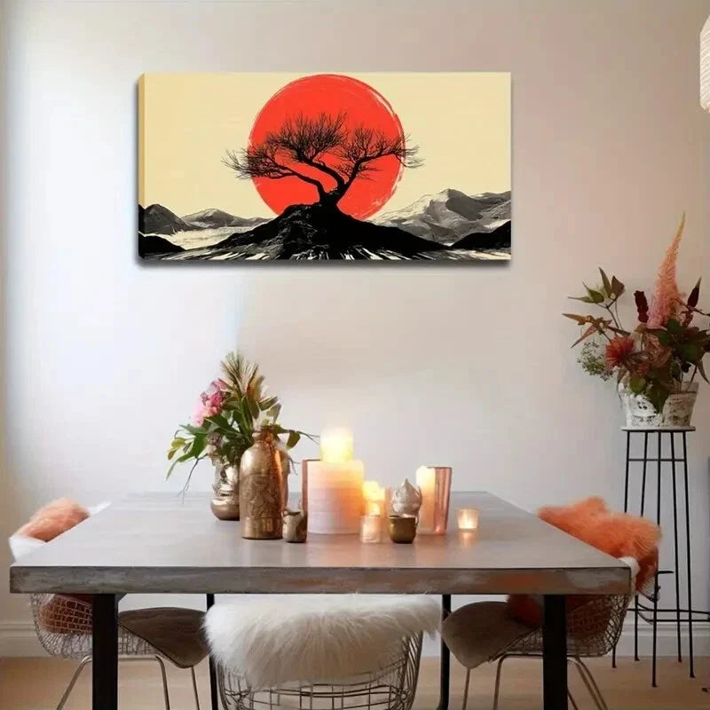Black Branches Under Vibrant Wall Art Canvas Office Home Room Framed 120x60cm