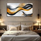 Fluid Black Orange Brown Stroke Wall Art Canvas Office Home Room Framed 120x60cm
