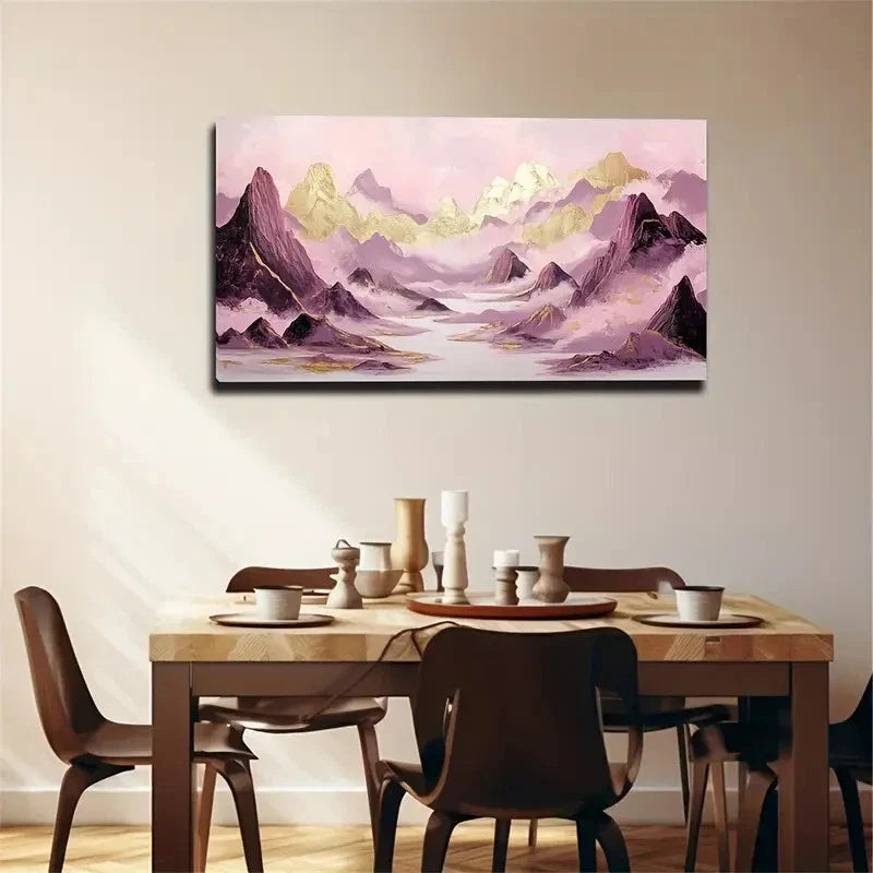 Abstract Landscape Paint Pink Wall Art Canvas Office Home Room Framed 120x60cm
