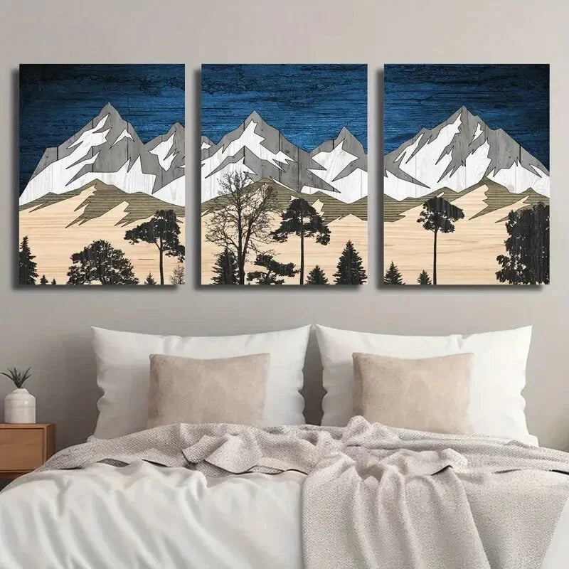 3pcs Mountain Forest Landscape Wall Art Set Canvas Framed 40x60cm - High Quality Print 100% Australian Made Wall Canvas Ready to Hang