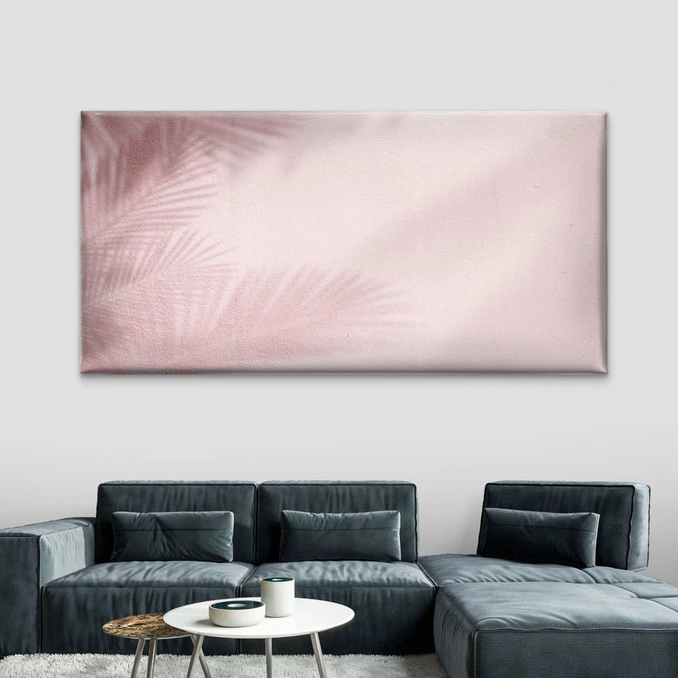 Pink Background With Palm Tree Wall Art Canvas Office Home Room Framed 120x60cm