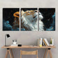 3pcs Lion of Judah Golden White Blue Metal Print Ready to Hang Art