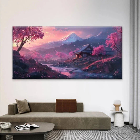 Tranquil Stream Landscape Wall Art Canvas Office Home Room Framed 80x45cm