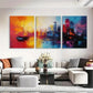 3pcs Vibrant Abstract Cityscape Sunset Perfect Wall Art Set Canvas Framed 40x60cm - High Quality Print 100% Australian Made Wall Canvas Ready to Hang