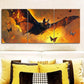3pcs Large Bat with Spread Wings Firefly Accents Metal Print Ready to Hang Art