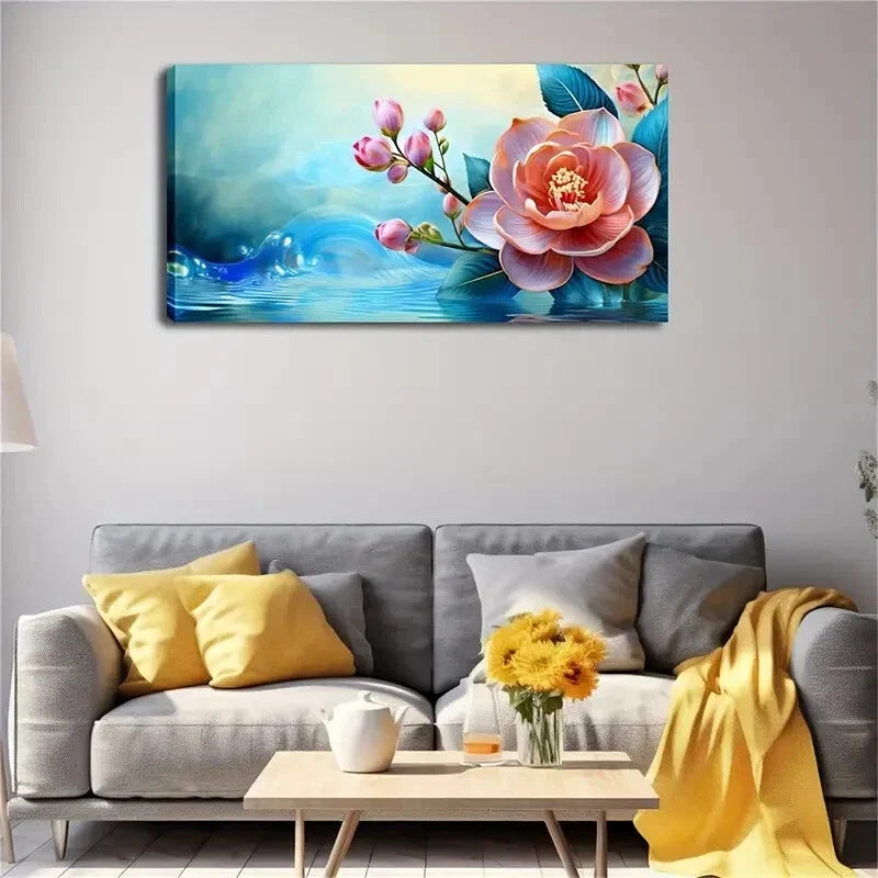 Pink Blooming Flower Buds Wall Art Canvas Office Home Room Framed 120x60cm