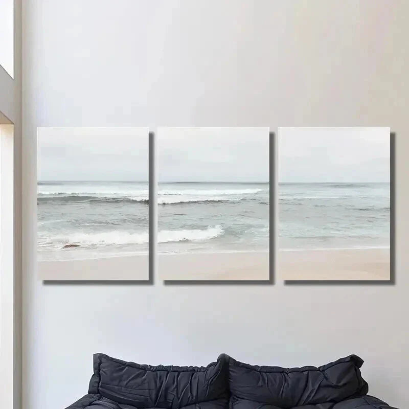 3pcs Sunrise Ocean Waves Beach Landscape Wall Art Set Canvas Framed 40x60cm - High Quality Print 100% Australian Made Wall Canvas Ready to Hang