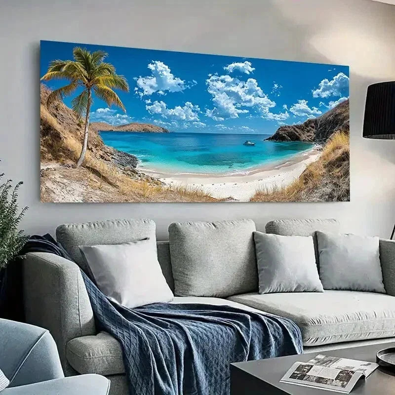 Modern Tropical Beach Nature Wall Art Canvas Office Home Room Framed 120x60cm