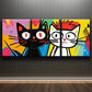3pcs Cartoon Cats Big Eyes Red & Black Eyes Metal Print Ready to Hang Art