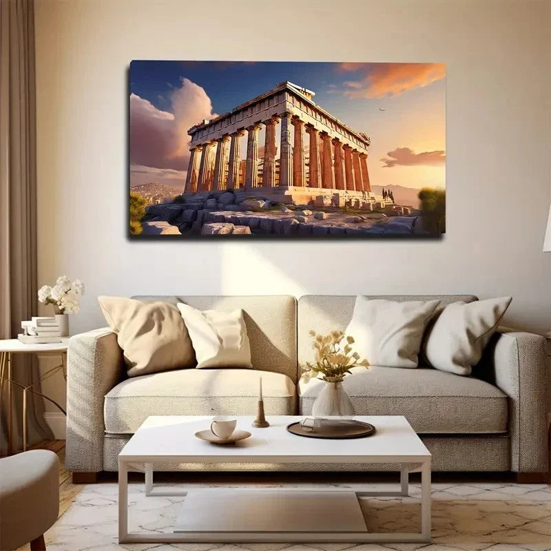 Greek Tourist Attraction Wall Art Canvas Office Home Room Framed 120x60cm