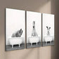 3pcs Modern Black and White Animal Bathtub Wall Art Set Canvas Framed 40x60cm - High Quality Print 100% Australian Made Wall Canvas Ready to Hang