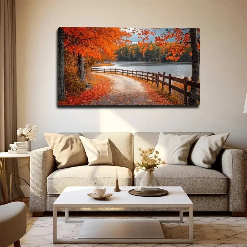 Red Maple Leaf Suitable Wall Art canvas office home room framed 120x60cm