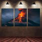 3pcs Volcanic Eruption Night Scene Metal Print Ready to Hang Art