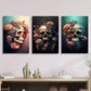 3pcs Skull and Roses Fantasy Flowers Metal Print Ready to Hang Art