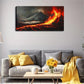 Red Lava Gushing Out Mountain Wall Art Canvas Office Home Room Framed 120x60cm