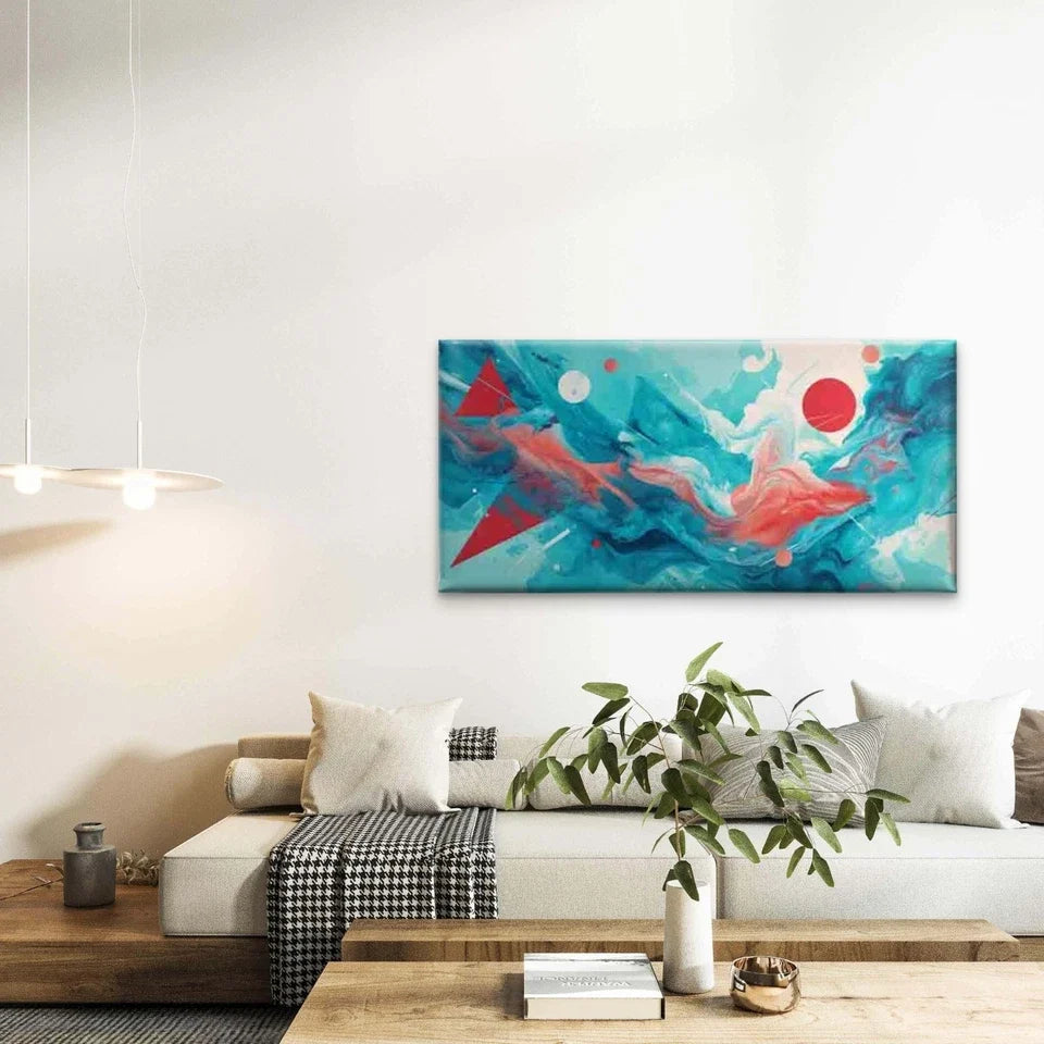 Bold Geometric Dynamic Movement Wall Art Canvas Office Home Room Framed 120x60cm