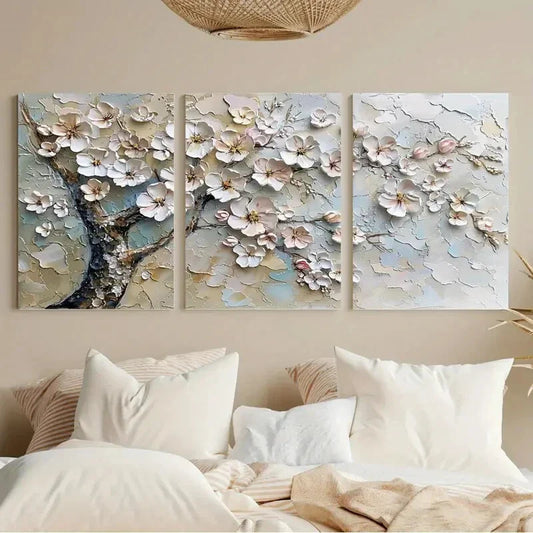 3pcs Floral Neutral Tones Modern Metal Print Ready to Hang Art