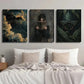 3pcs Dark Female Reading Moth & Botanical Decor Wall Art Set Canvas Framed 40x60cm - High Quality Print 100% Australian Made Wall Canvas Ready to Hang