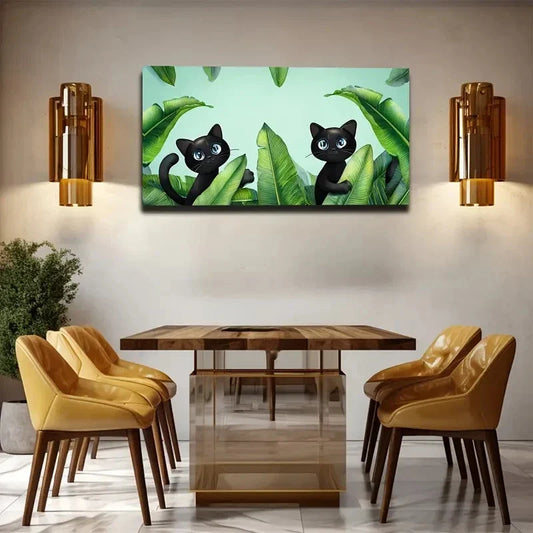 Cartoon Banana Leaf Wall Art Canvas Office Home Room Framed 120x60cm