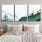 3pcs Abstract Green Landscape with Red Bench Wall Art Set Canvas Framed 40x60cm - High Quality Print 100% Australian Made Wall Canvas Ready to Hang