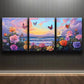 3pcs Roses and Butterflies on the Beach Perfect Wall Art Set Canvas Framed 40x60cm - High Quality Print 100% Australian Made Wall Canvas Ready to Hang
