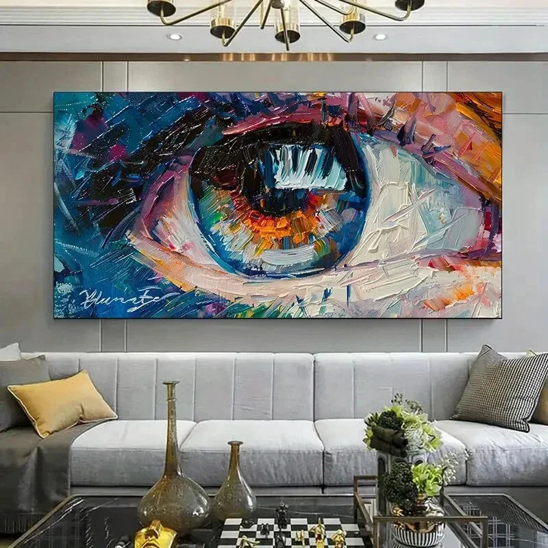 Abstract Painting with Vibrant Wall Art Canvas Office Home Room Framed 120x60cm