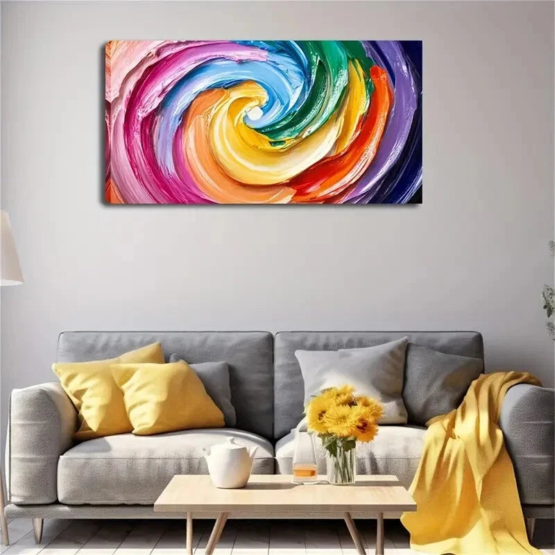 Modern Vibrant Abstract Swirl Wall Art Canvas Office Home Room Framed 80x45cm