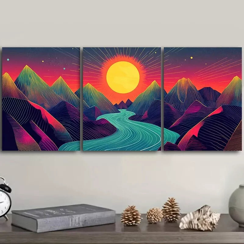 3pcs Vibrant Landscape Design Nature Wall Art Set Canvas Framed 40x60cm - High Quality Print 100% Australian Made Wall Canvas Ready to Hang