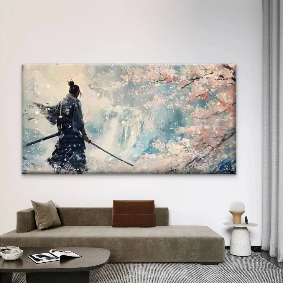 Japanese Samurai Warrior Wall Art Canvas Office Home Room Framed 80x45cm