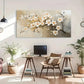 Abstract White Flower & Yellow Wall Art Canvas Office Home Room Framed 120x60cm