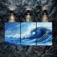 3pcs Blue Ocean View Beach Waves Blue Sky Metal Print Ready to Hang Art