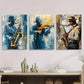 3pcs Saxophone, Violin, Saxophone Player Yellow Metal Print Ready to Hang Art