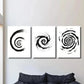 3pcs Black and White Spiral Decoration Wall Art Set Canvas Framed 40x60cm - High Quality Print 100% Australian Made Wall Canvas Ready to Hang